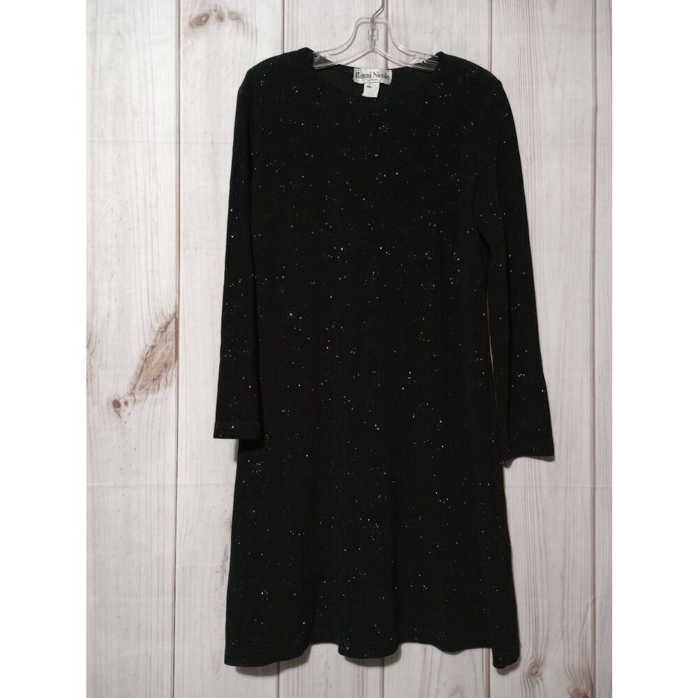 Ronnie Nicole Dress Ladies 10 Black‎ Shimmer Long Sleeve